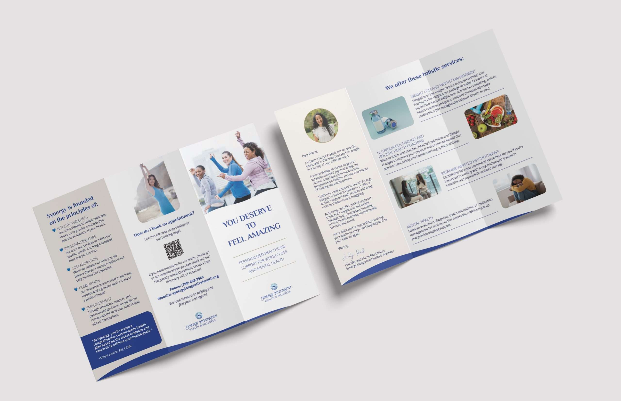 TriFold brochure layout for Synergy. 